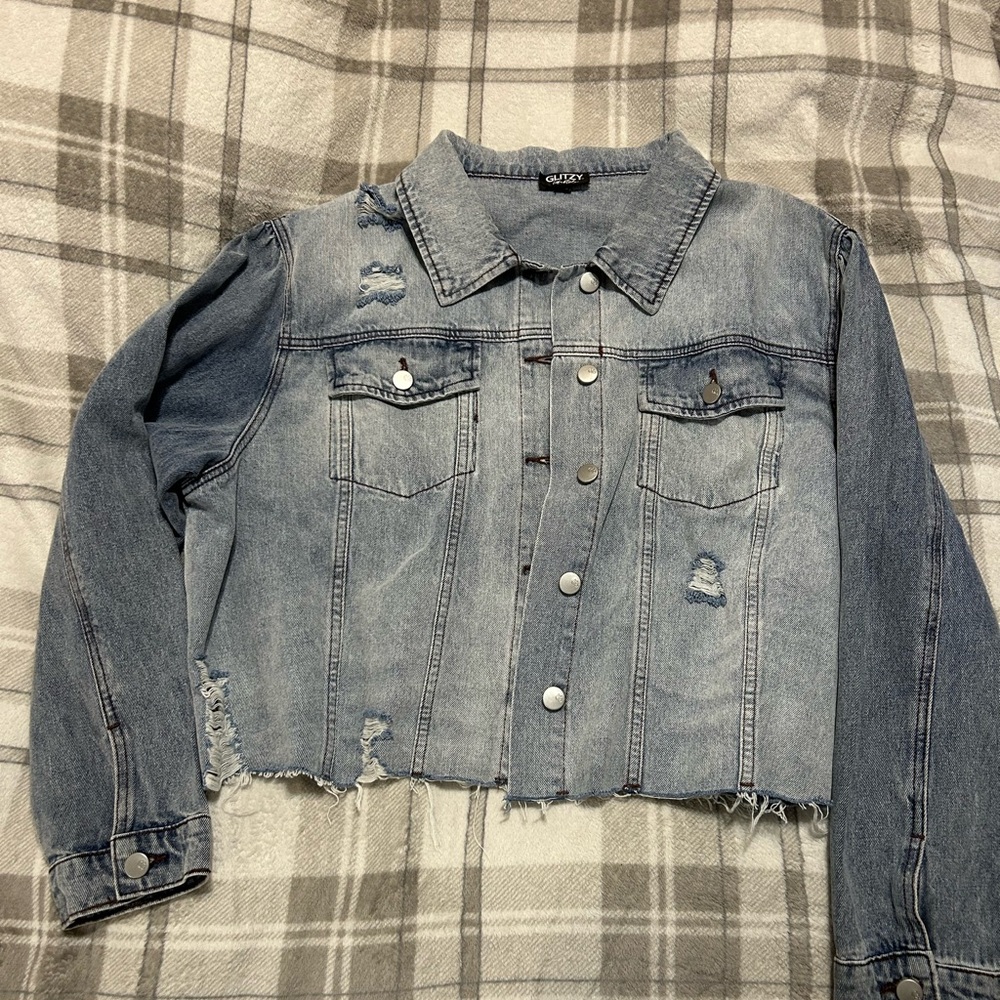 Women's Distressed Denim Jacket 3x